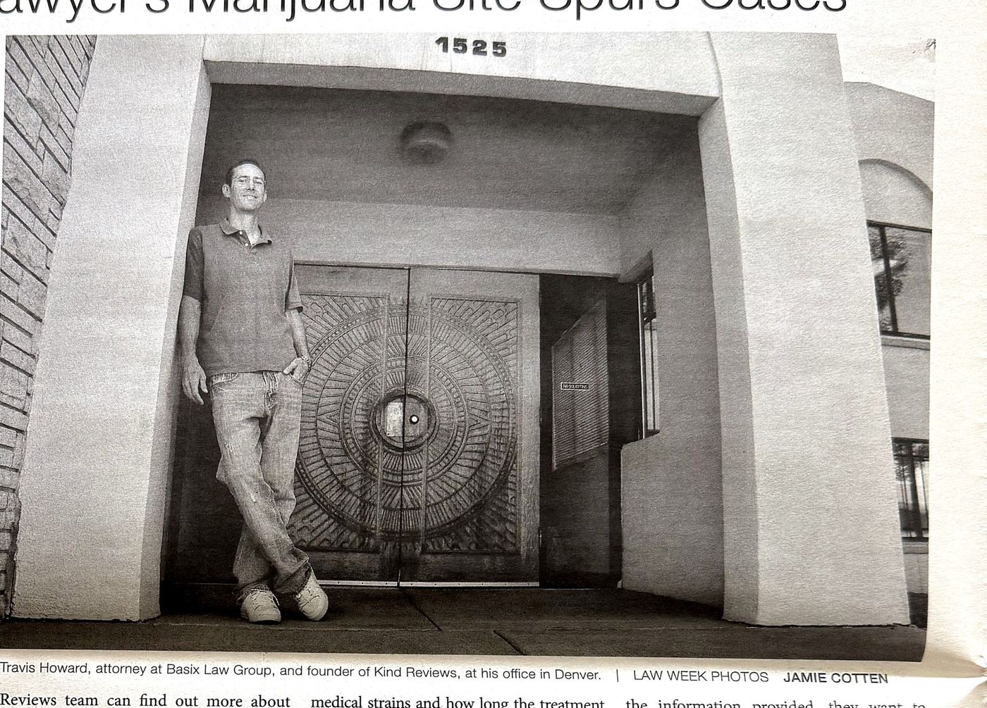 Travis outside his Denver law office in 2010